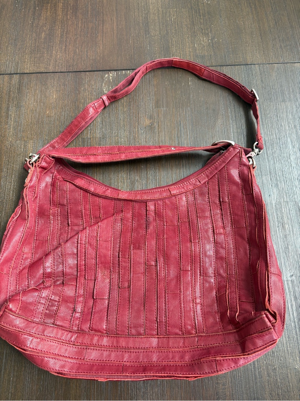 Chocolat Blu Red Leather Shoulder Hobo Bag